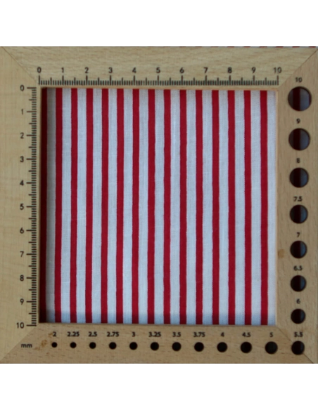 Rayures rouge - Tissu indien coton hand block traditionnel