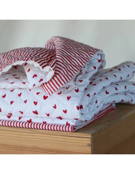 Rayures rouge - Tissu indien coton hand block traditionnel