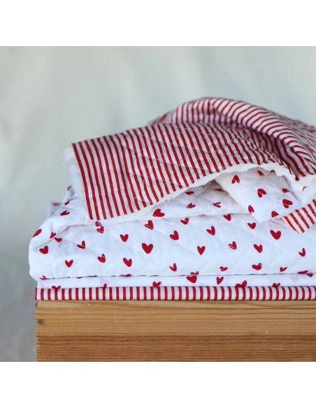 Rayures rouge - Tissu indien coton hand block traditionnel