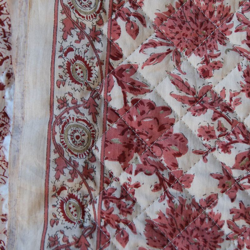Anjali - Tissu indien matelassé double face coton hand block largeur 100cm