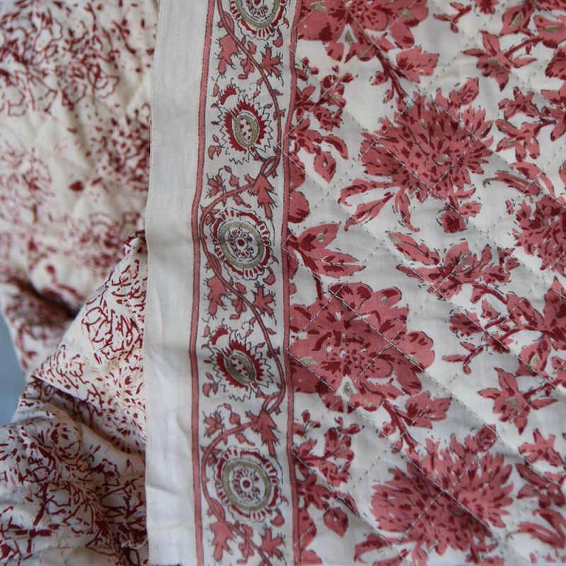 Anjali - Tissu indien matelassé double face coton hand block largeur 100cm