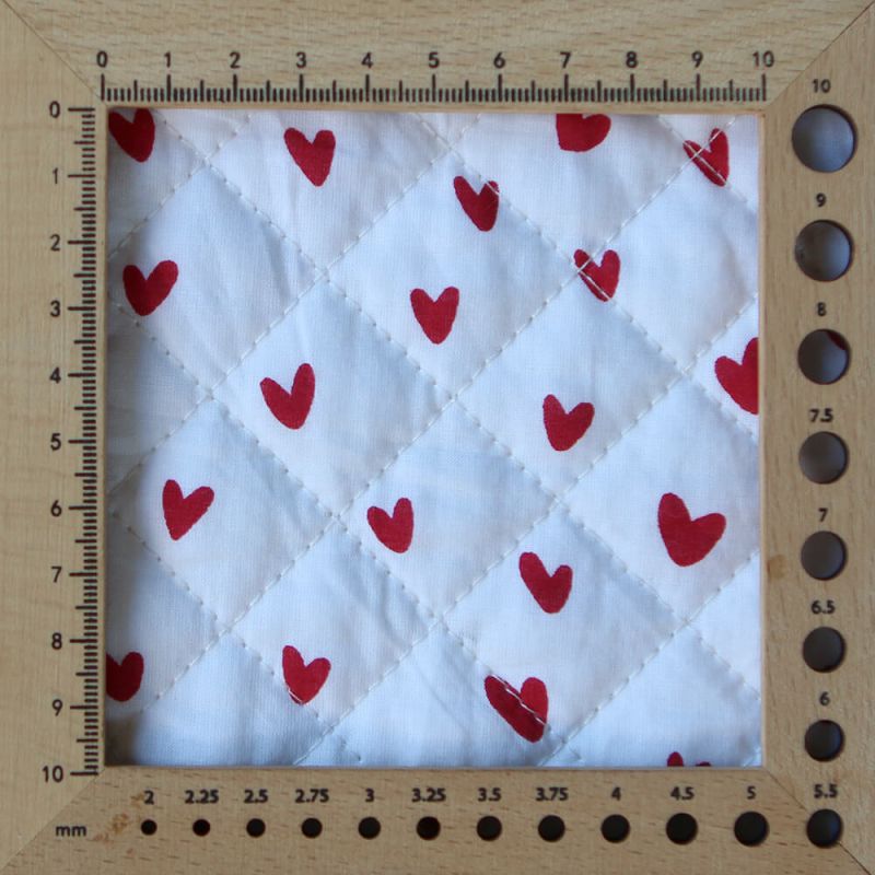 Dil / coeurs rouges - Tissu indien matelassé double face coton hand block largeur 100cm