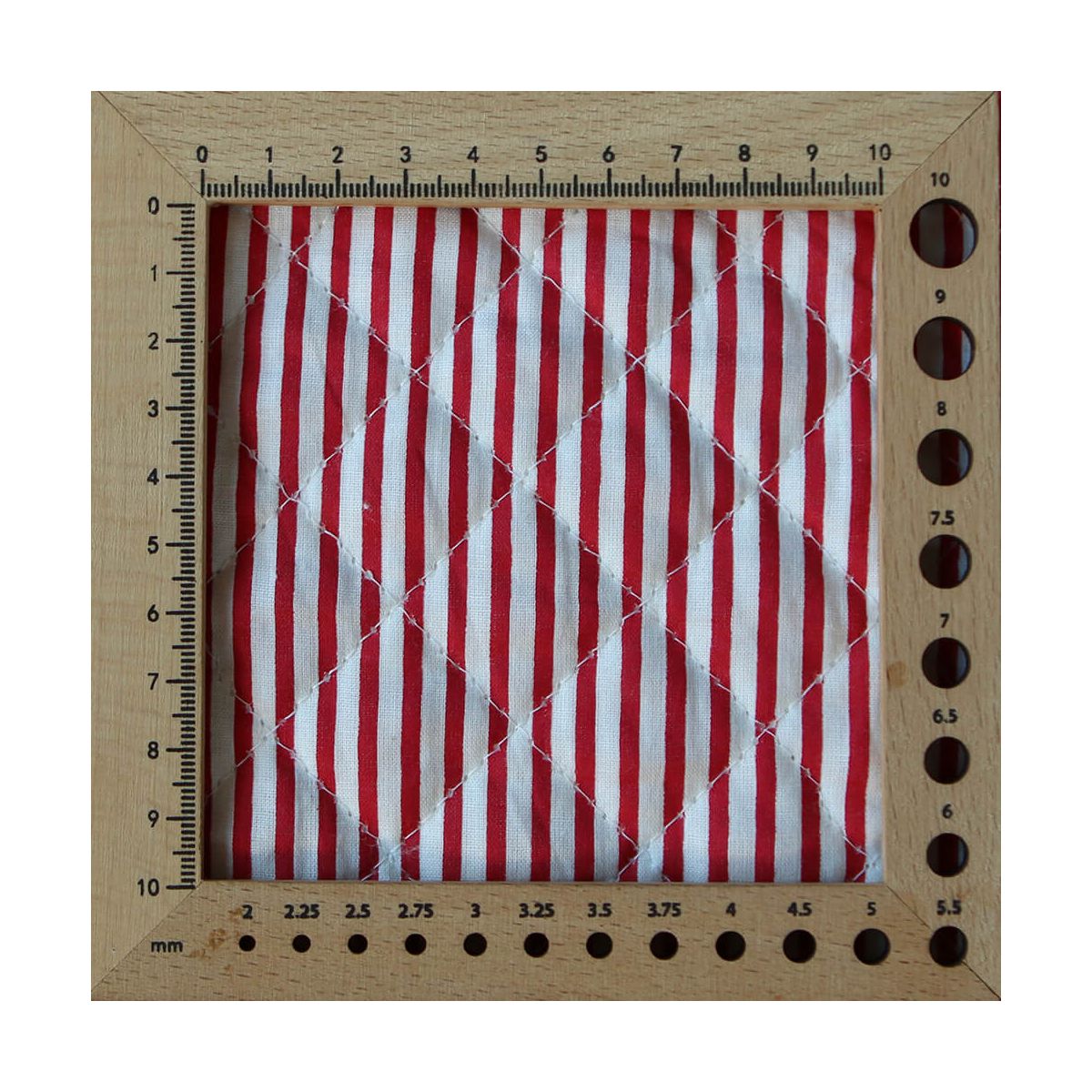 Dil / coeurs rouges - Tissu indien matelassé double face coton hand block largeur 100cm