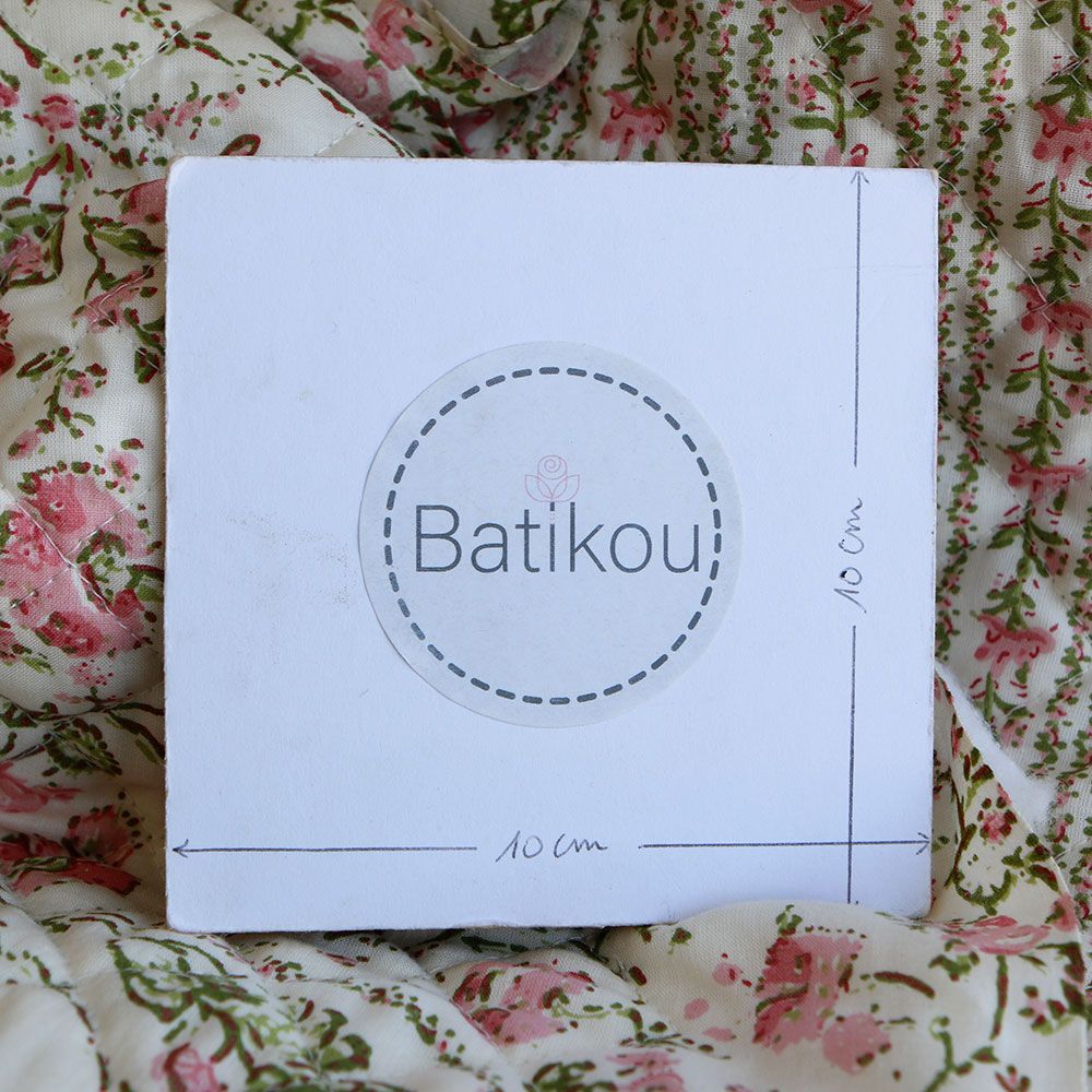 Karishma rose - Tissu indien matelassé double face coton hand block largeur 100cm