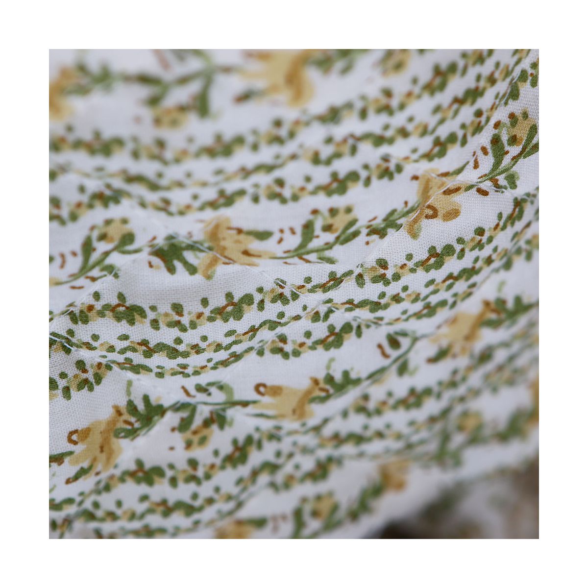 Karishma jaune - Tissu indien matelassé double face coton hand block largeur 100cm