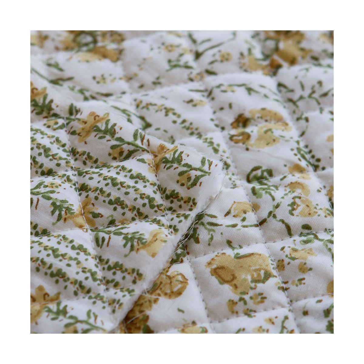 Karishma jaune - Tissu indien matelassé double face coton hand block largeur 100cm