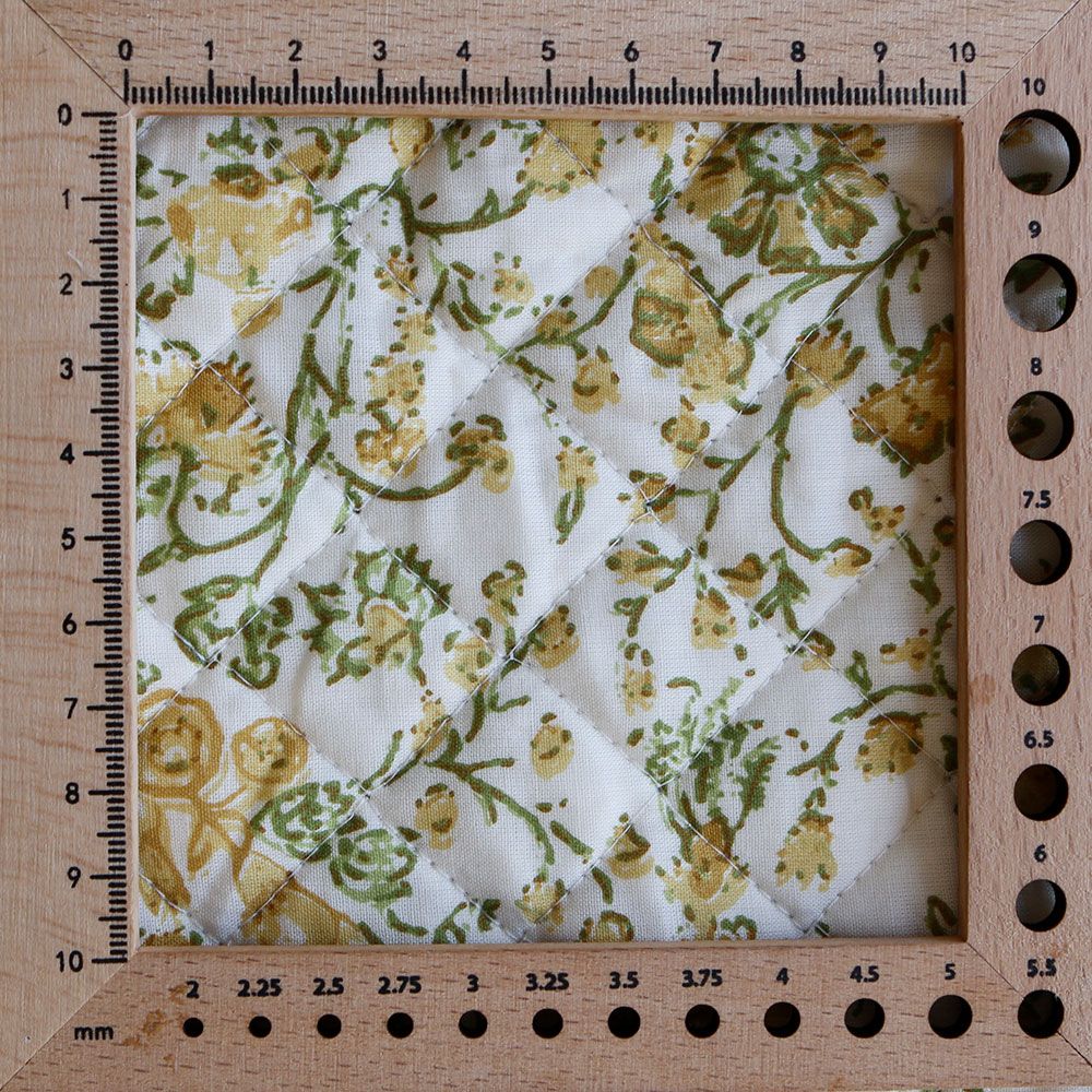 Karishma jaune - Tissu indien matelassé double face coton hand block largeur 100cm