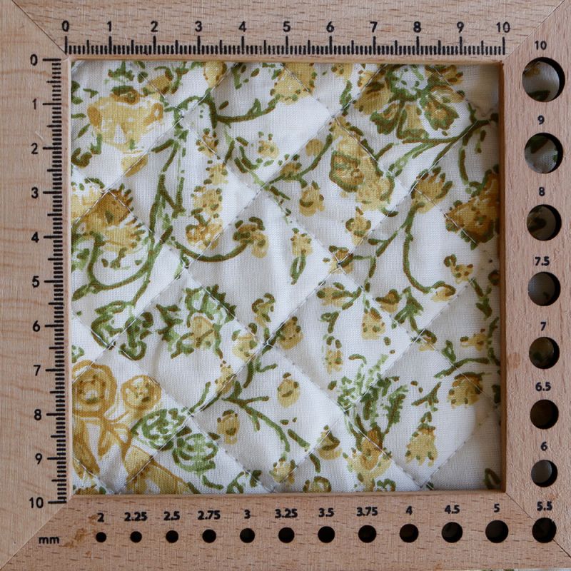 Karishma jaune - Tissu indien matelassé double face coton hand block largeur 100cm