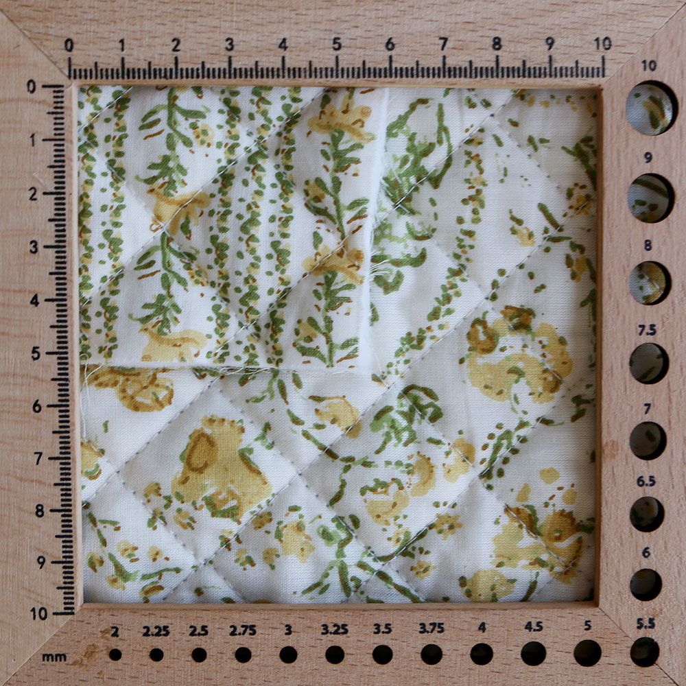 Karishma jaune - Tissu indien matelassé double face coton hand block largeur 100cm