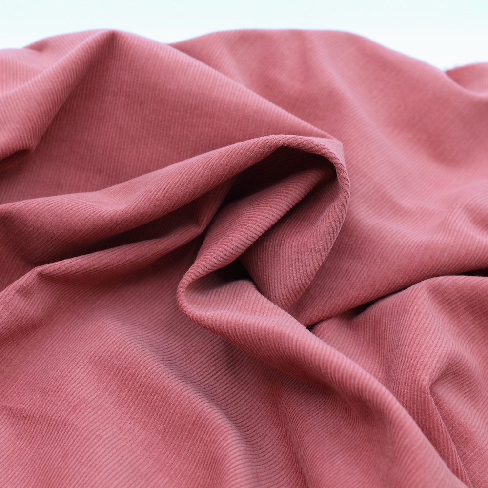 Velours milleraies coton organique coloris argile rose  - 1