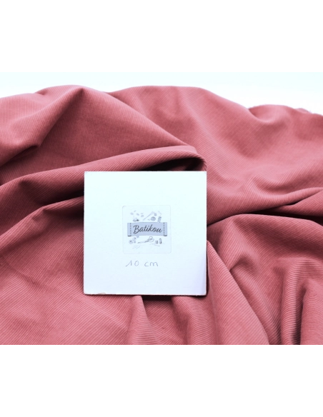 Velours milleraies coton organique coloris argile rose  - 3