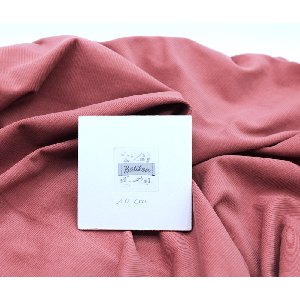 Velours milleraies coton organique coloris argile rose  - 3