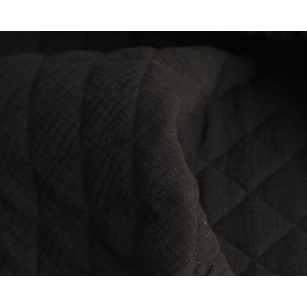 Tissu matelassé double gaze coton uni noir