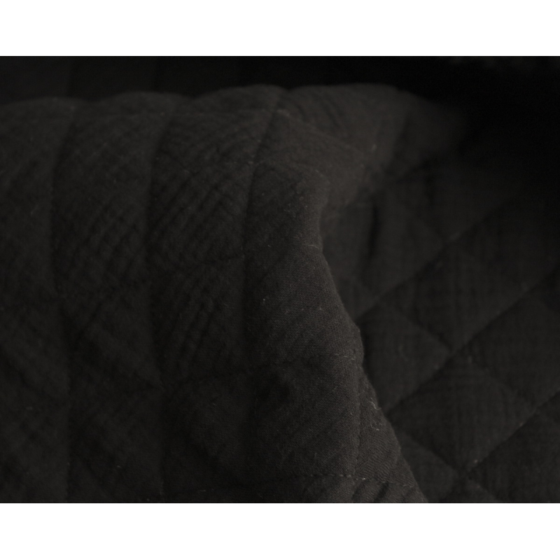 Tissu matelassé double gaze coton uni noir