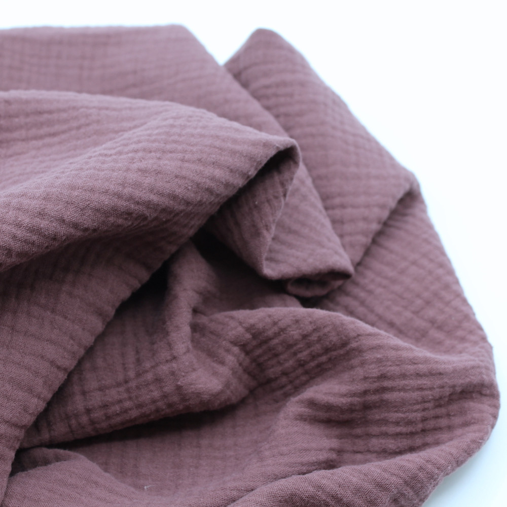 Double gaze de coton BIO unie figue