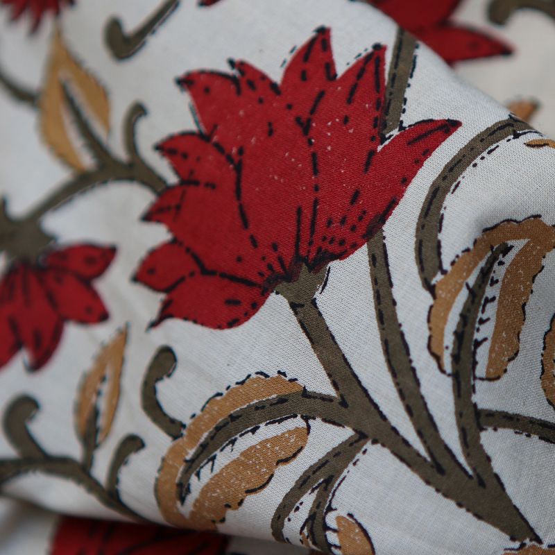 Shaivan - Tissu indien en coton imprimé main Hand Block