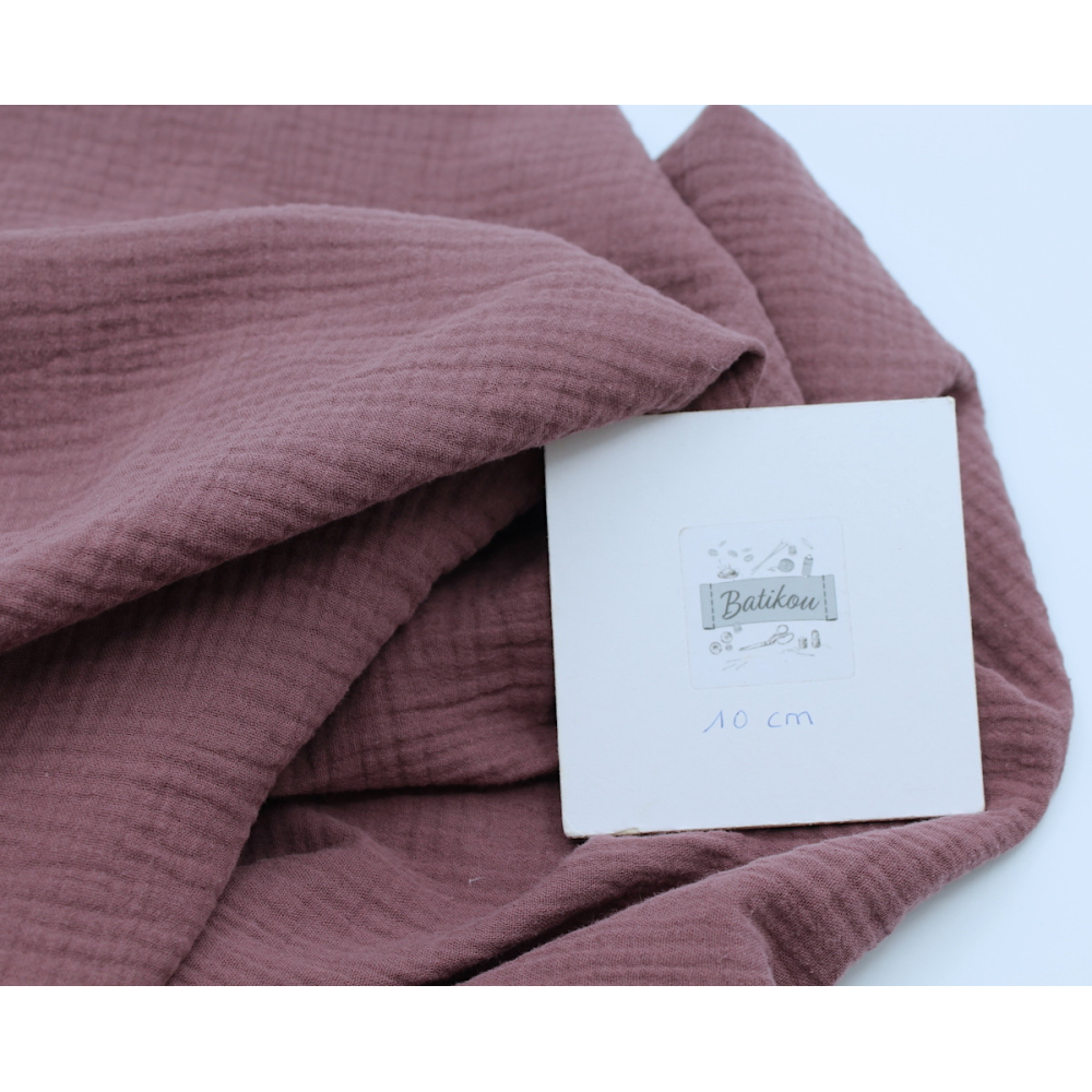 Double gaze de coton BIO unie figue