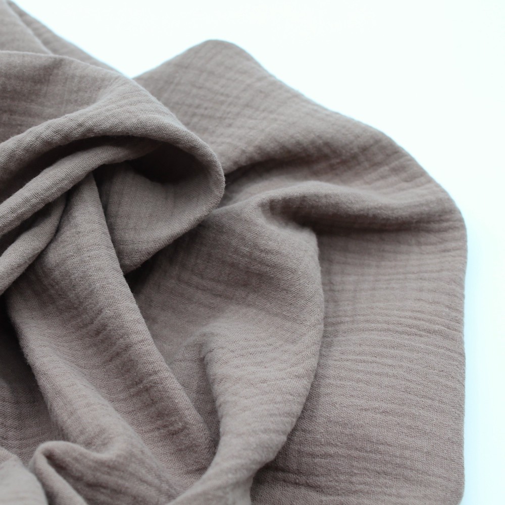 Double gaze de coton BIO unie taupe