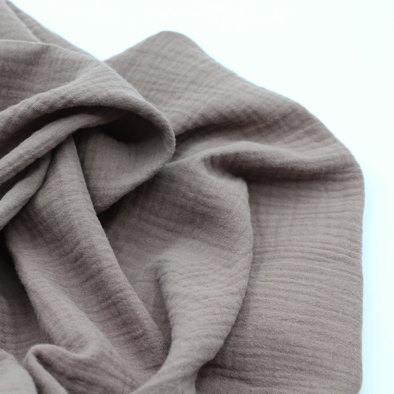 Double gaze de coton BIO unie taupe