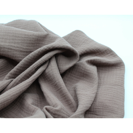 Double gaze de coton BIO unie taupe Double gaze de coton BIO unie taupe