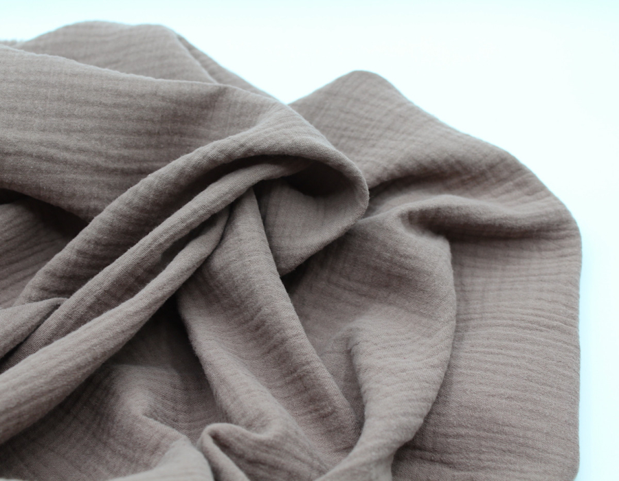 Double gaze de coton BIO unie taupe