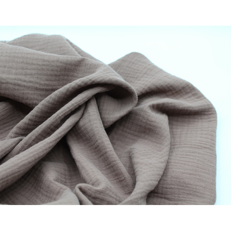 Double gaze de coton BIO unie taupe