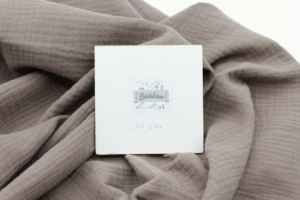 Double gaze de coton BIO unie taupe