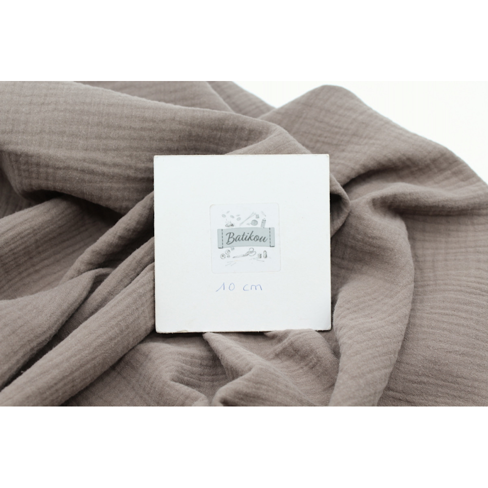 Double gaze de coton BIO unie taupe