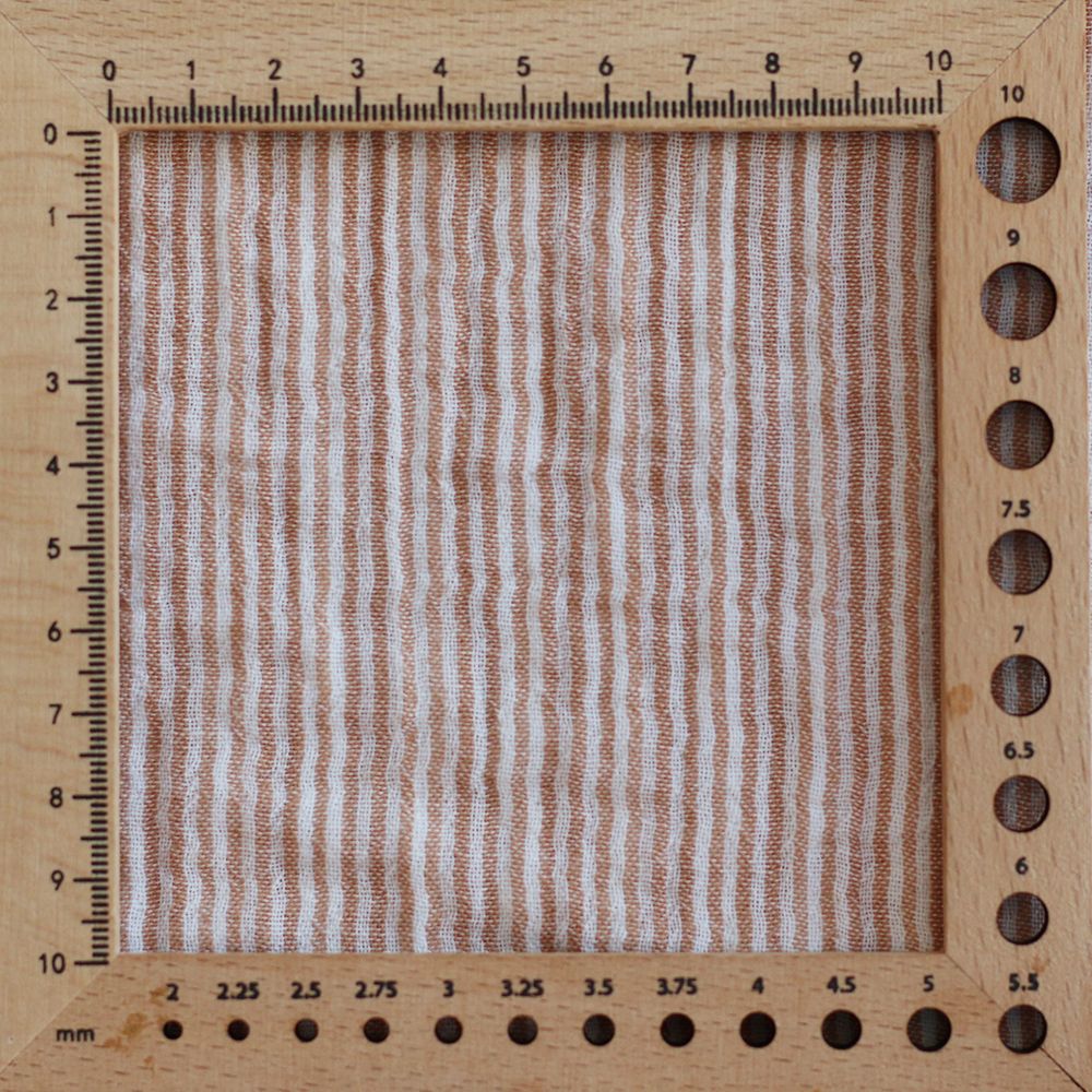 Double gaze de coton réversible rayures caramel