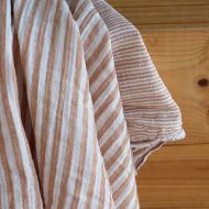 Double gaze de coton réversible rayures caramel