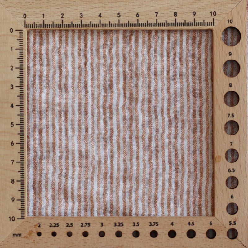 Double gaze de coton réversible rayures caramel