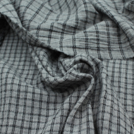 Double gaze de coton réversible BIO chiné coloris gris carreaux
