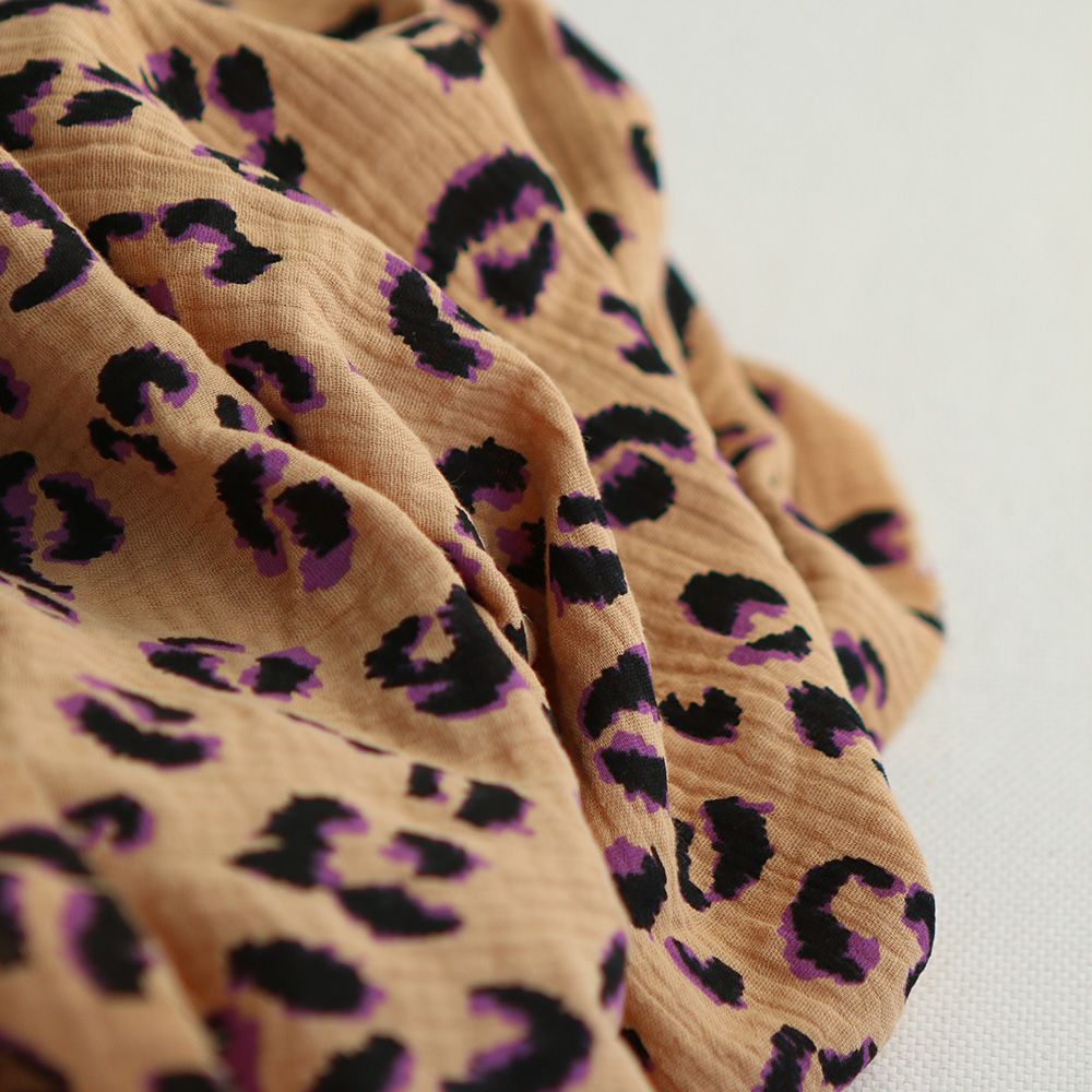 Double gaze de coton Fauve Graou fond camel