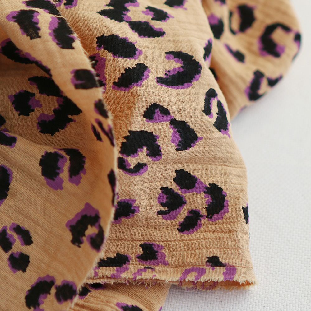 Double gaze de coton Fauve Graou fond camel