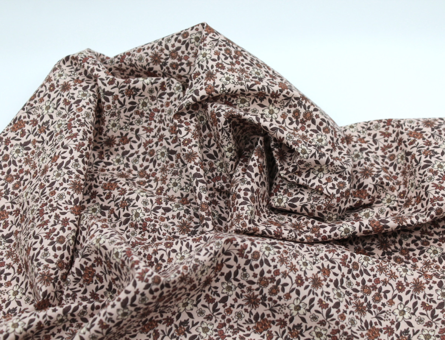 Batiste de coton bio SILKYNE à imprimé fleuri automne