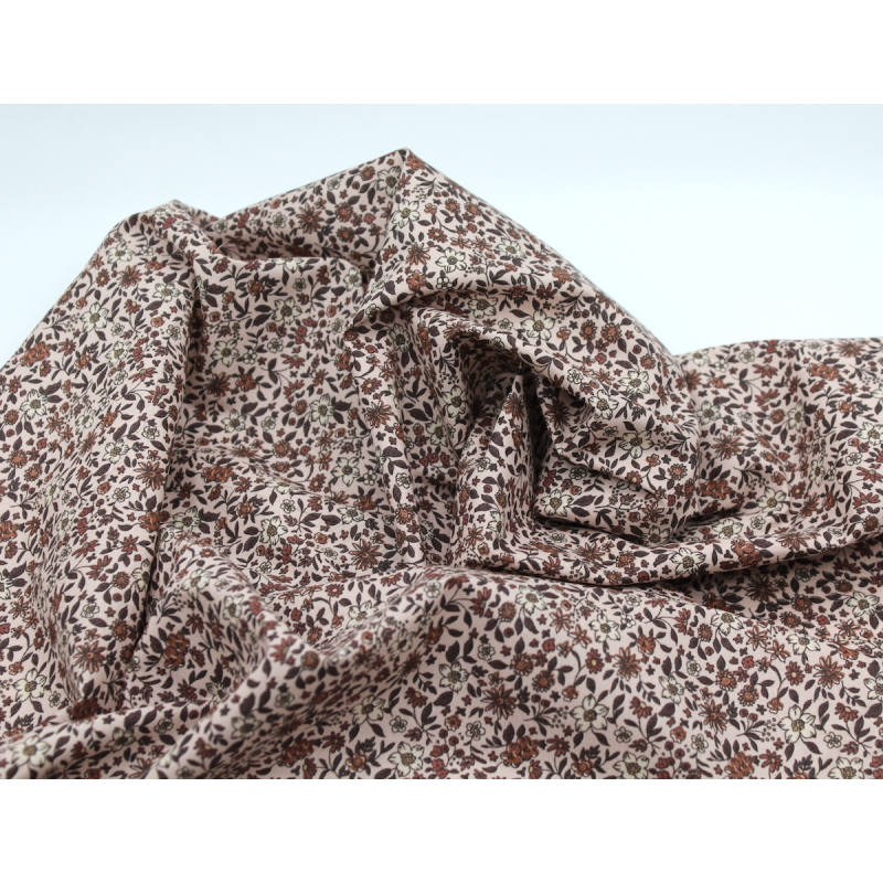 Batiste de coton bio SILKYNE à imprimé fleuri automne