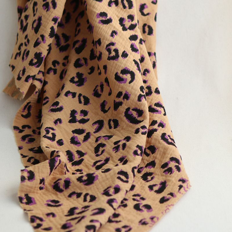 Double gaze de coton Fauve Graou fond camel