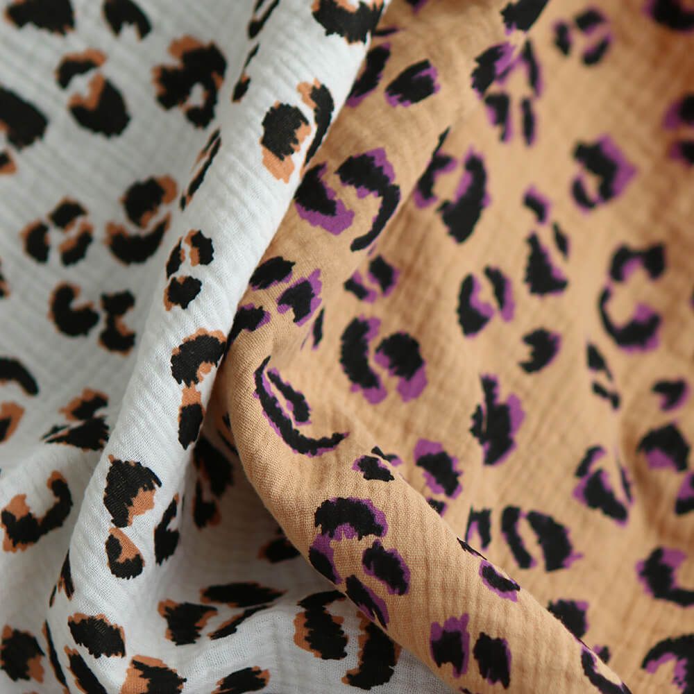 Double gaze de coton Fauve Graou fond camel