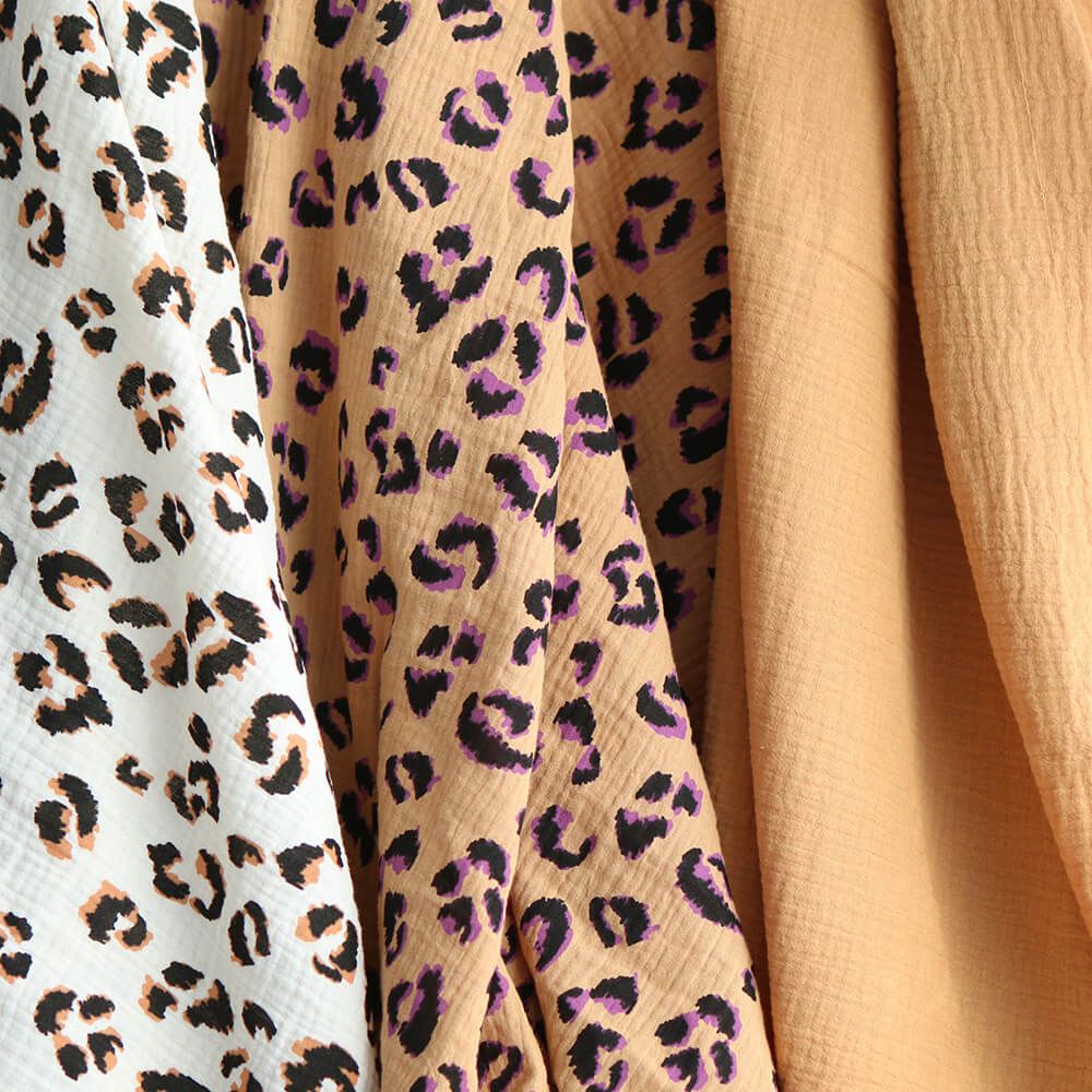 Double gaze de coton Fauve Graou fond camel