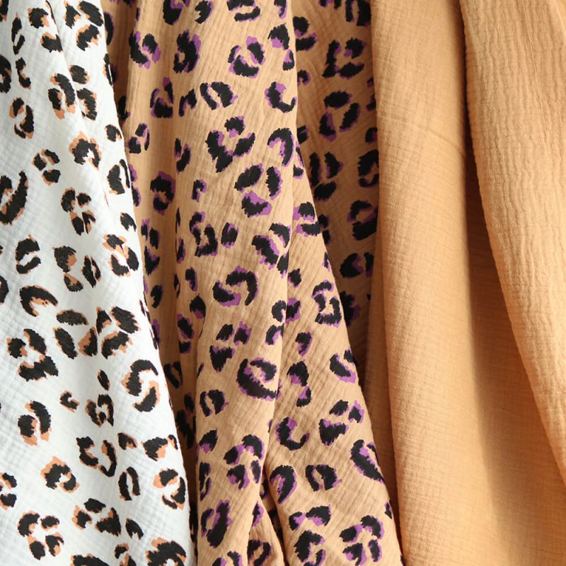 Double gaze de coton Fauve Graou fond camel