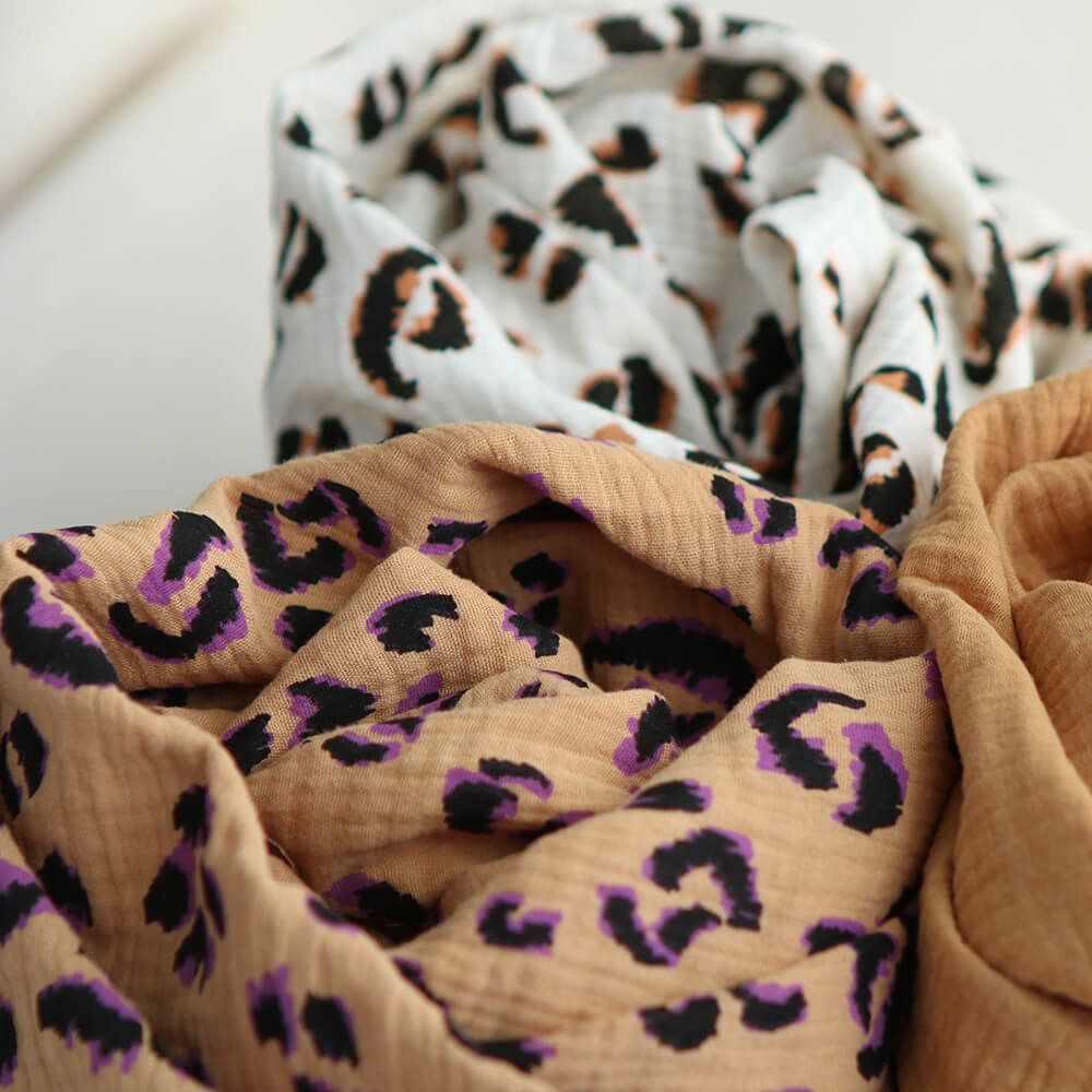 Double gaze de coton Fauve Graou fond camel