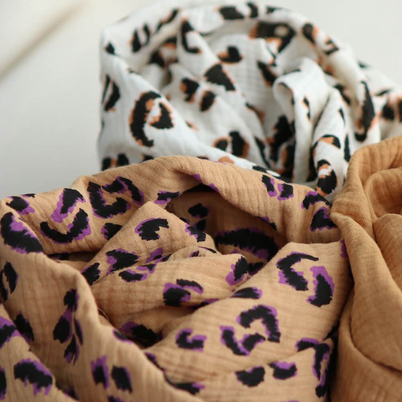 Double gaze de coton Fauve Graou fond camel