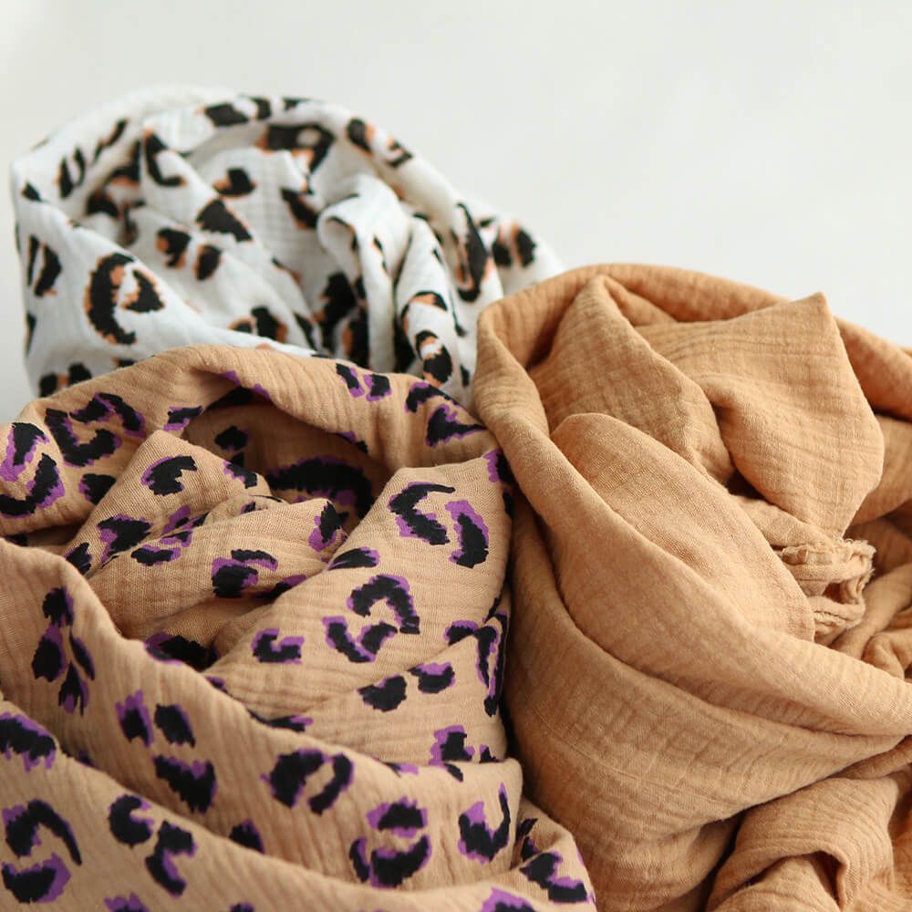 Double gaze de coton Fauve Graou fond camel