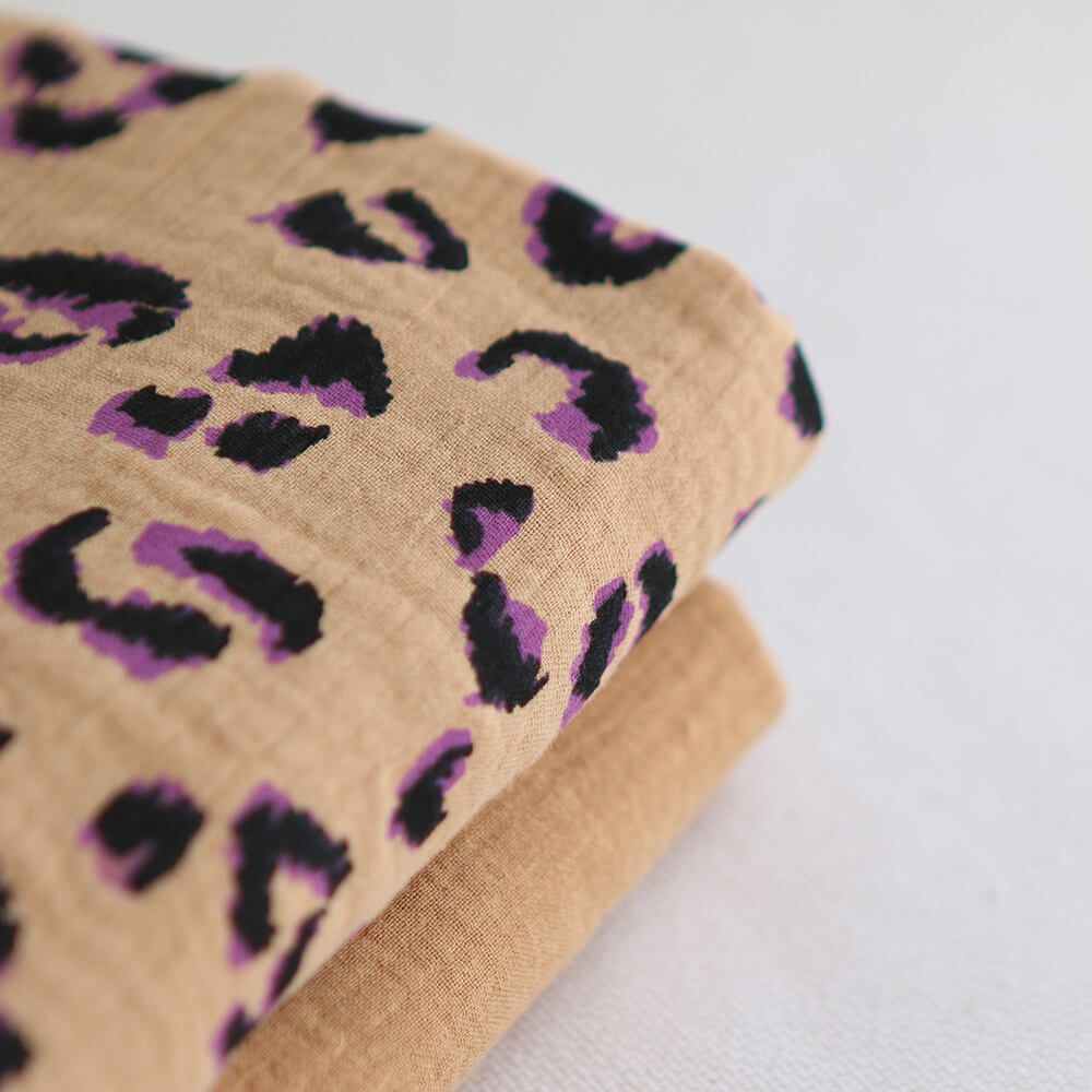 Double gaze de coton Fauve Graou fond camel