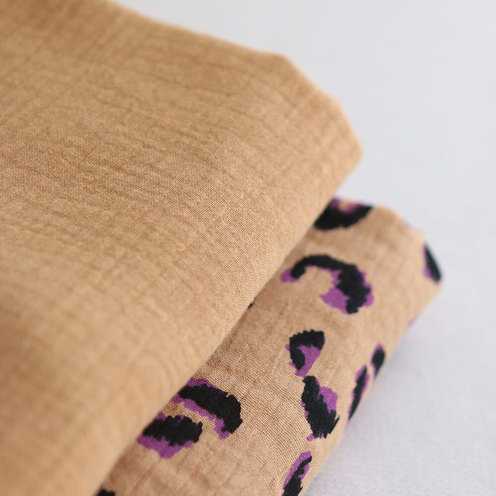 Double gaze de coton Fauve Graou fond camel