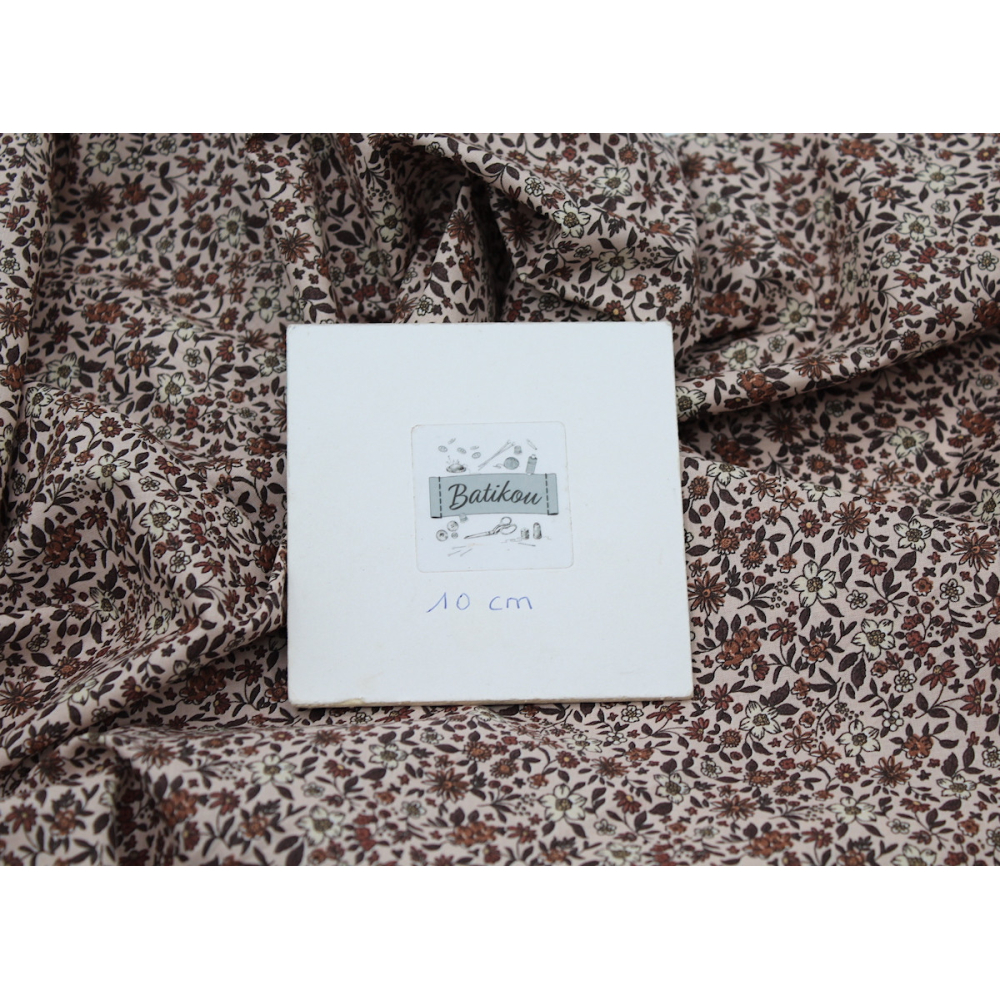 Batiste de coton bio SILKYNE à imprimé fleuri automne