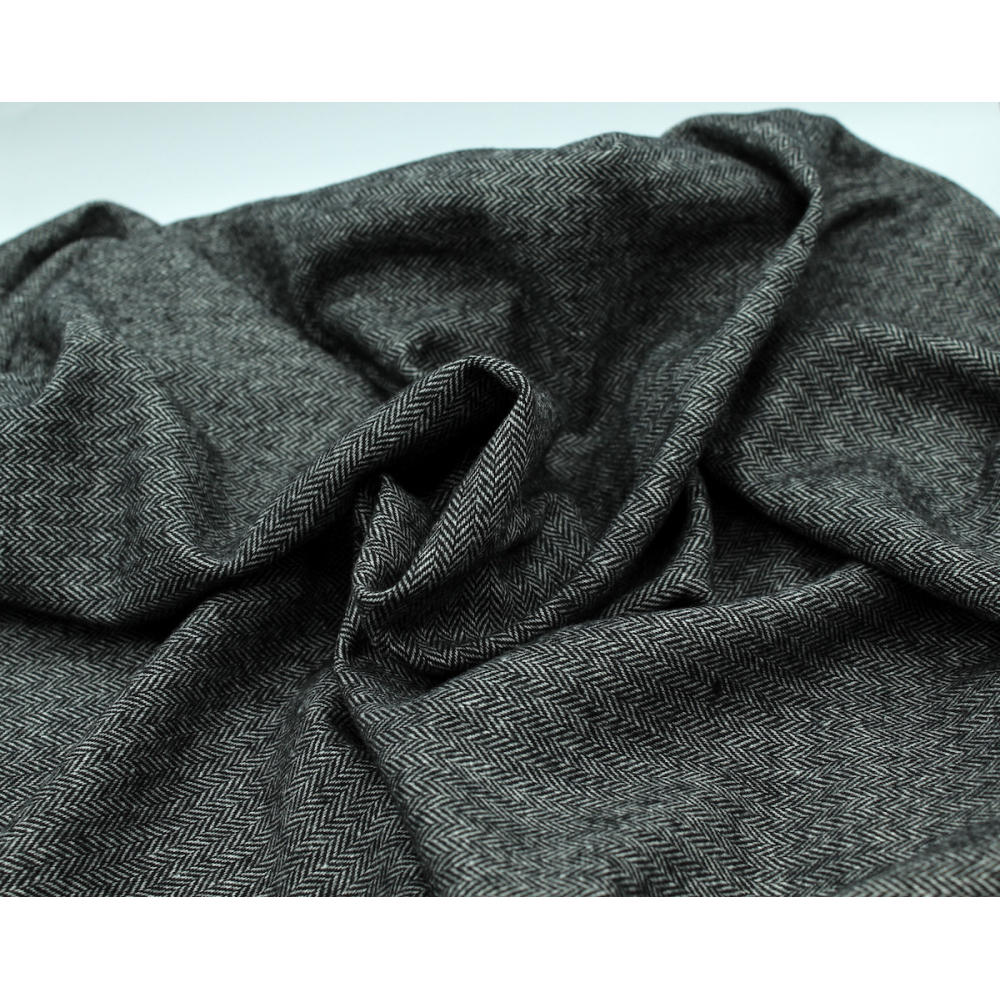 Tissu chevrons texturé coton / laine coloris noir Batikou - 3