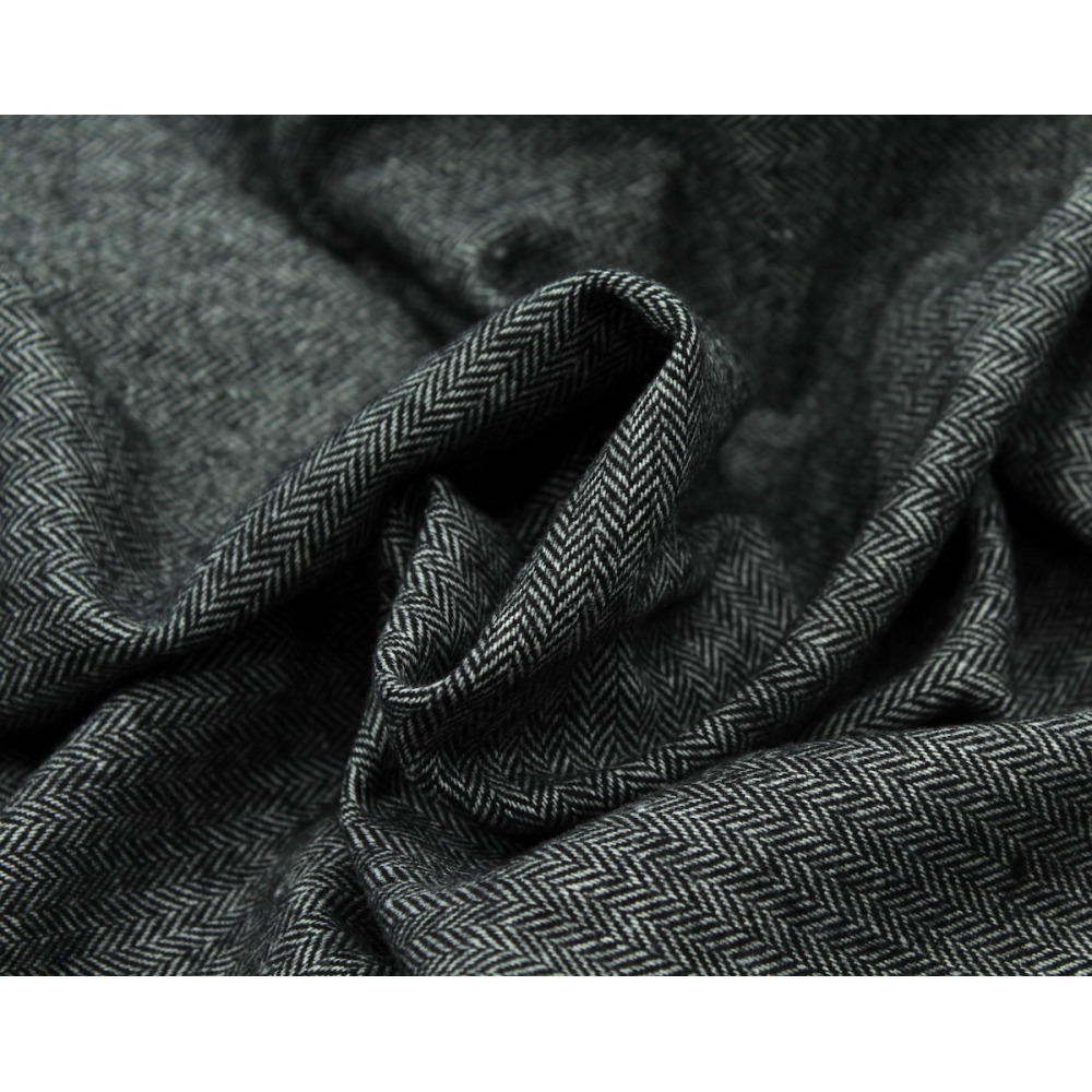 Tissu chevrons texturé coton / laine coloris noir Batikou - 4