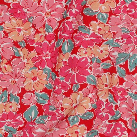 Evie - Viscose Ecovero imprimé fleuri fuschia