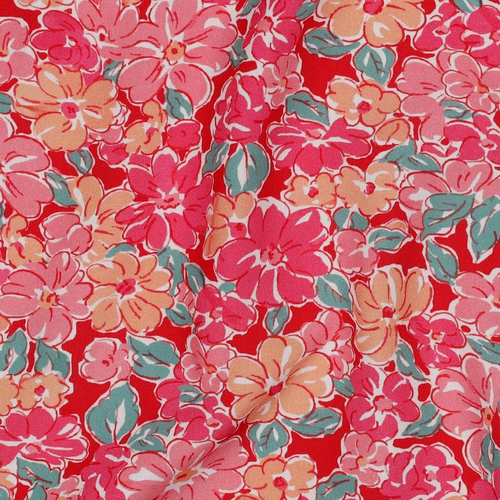 Evie - Viscose Ecovero imprimé fleuri fuschia